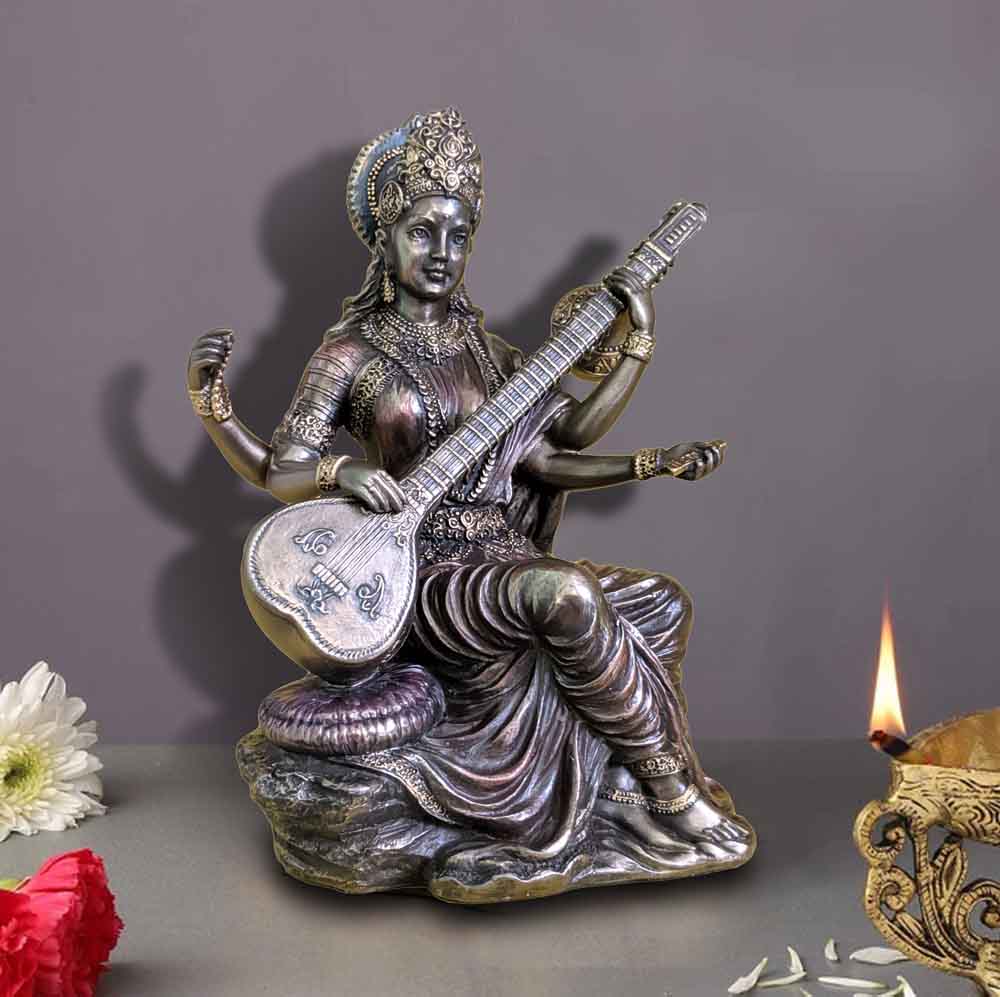 top-six-inch-cold-cast-saraswati-idol-ganesha-sankashti-india.jpg
