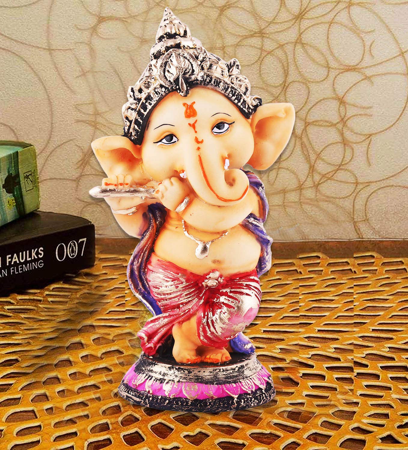 best-online-shopping-for-beige-ganesh-idol-playing-flute-for-diwali.jpg