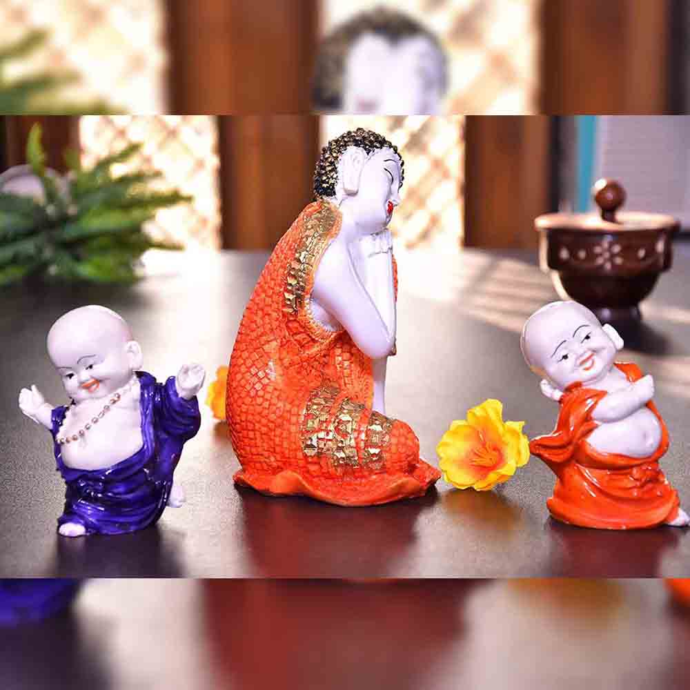 White Polyresin Buddha Idol For Home