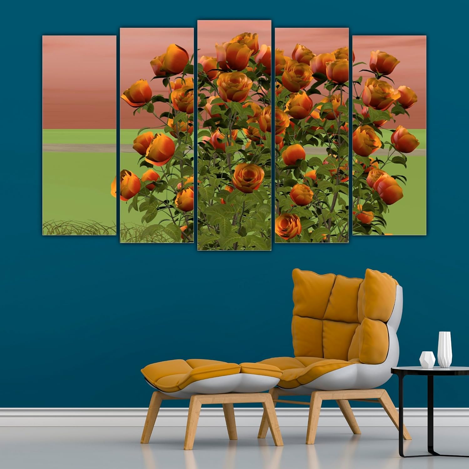 Close-up of multi-frame Flower Power Wall Art with vivid blossoms