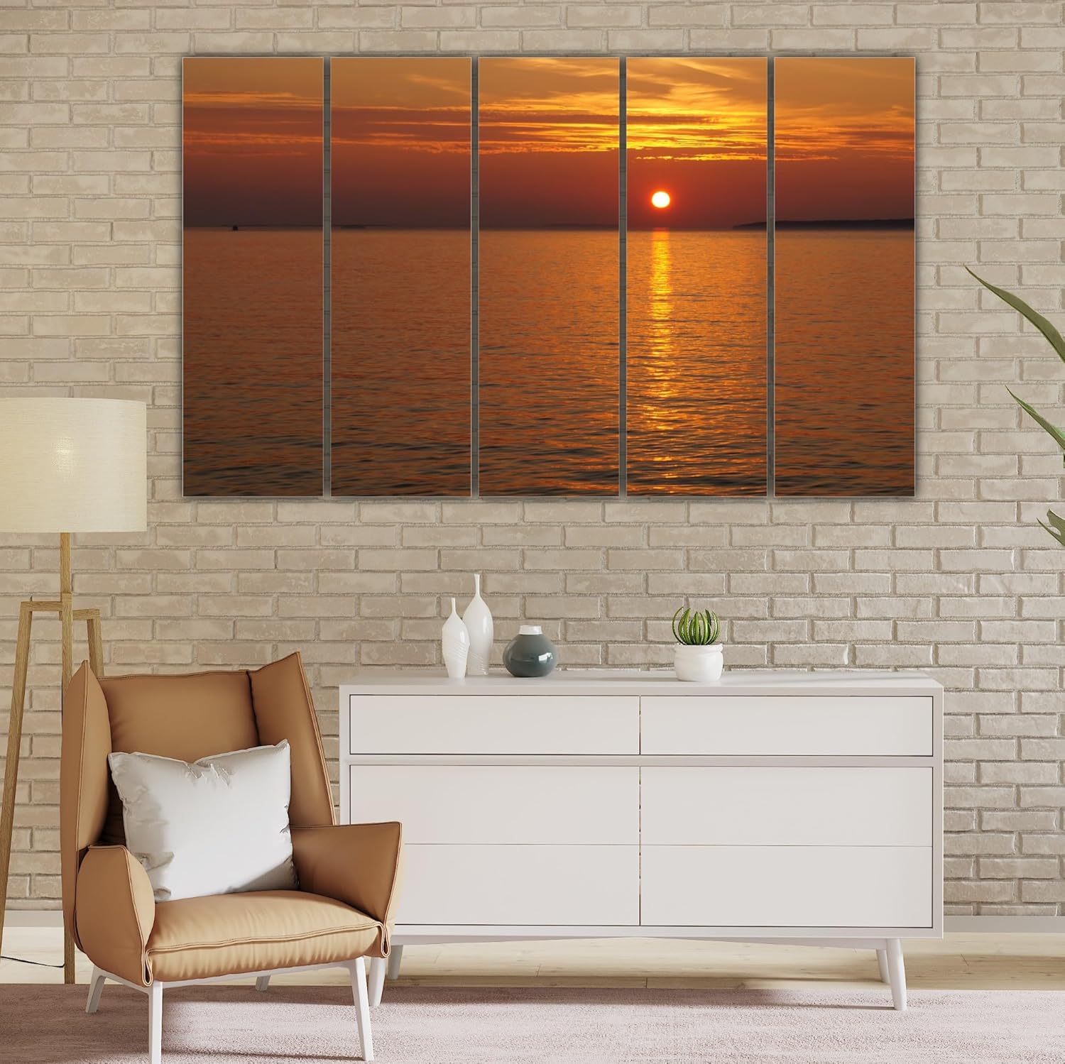 Close-up of framed wooden MDF structure of Sunrise-tastic Multi-Frame Abstract Wall Art