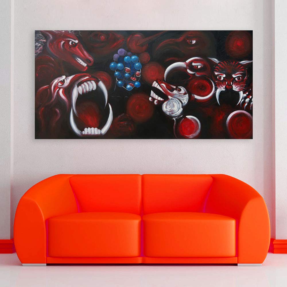 Demon-ical Delight: Abstract Framed Wall Art to Haunt Your Walls (85x40.5cm)