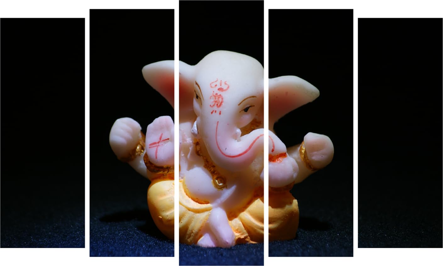 Ganesha on Parade: Abstract 5-Panel Wall Art That Blesses Your Walls (127x76cm Framed)