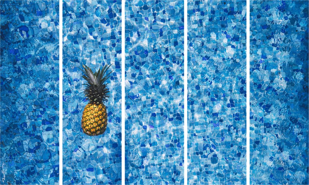 Juicy Pineapple-palooza 5-Frame Photography Wall Art - Framed Tropical Fiesta (150x76cm)