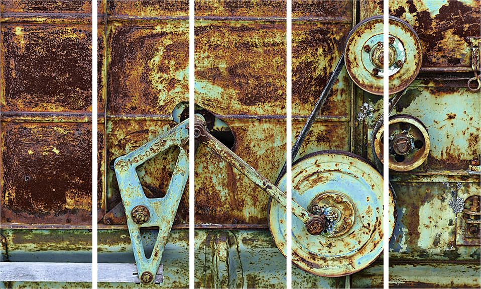 Gear Up for Wall-wow: Vintage Machine Photography Framed Wall Art (127x76cm Multi-Panel)
