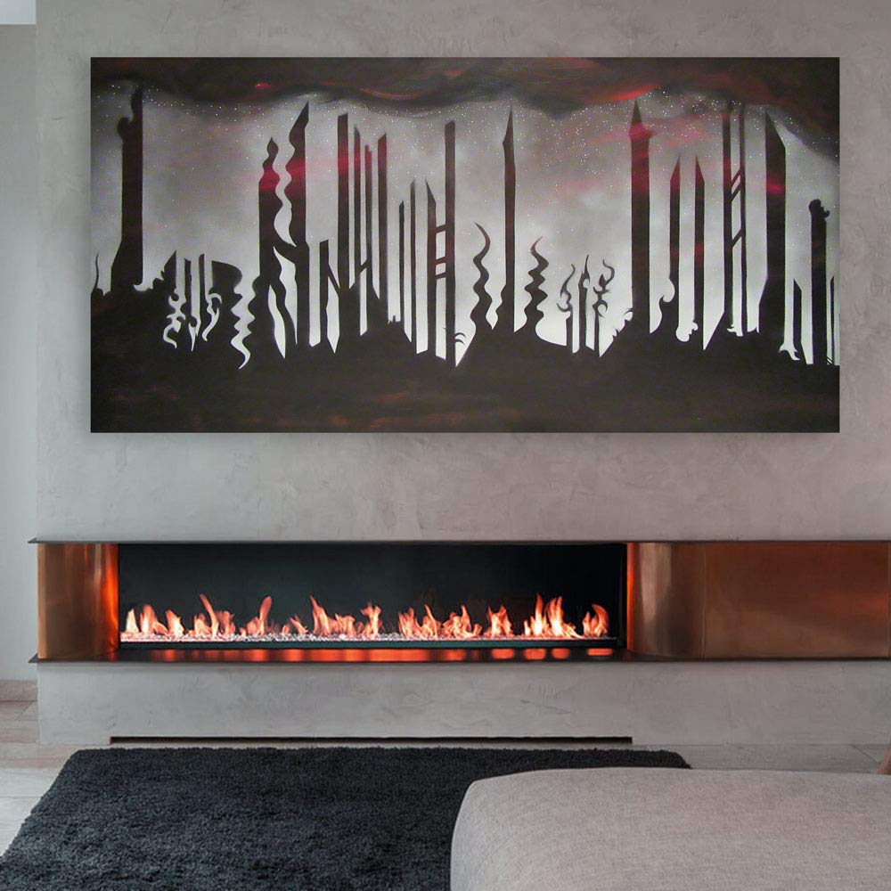 Haunt Your Space with Ghost-of-a-City Framed Wall Art (85x40.5cm Abstract)