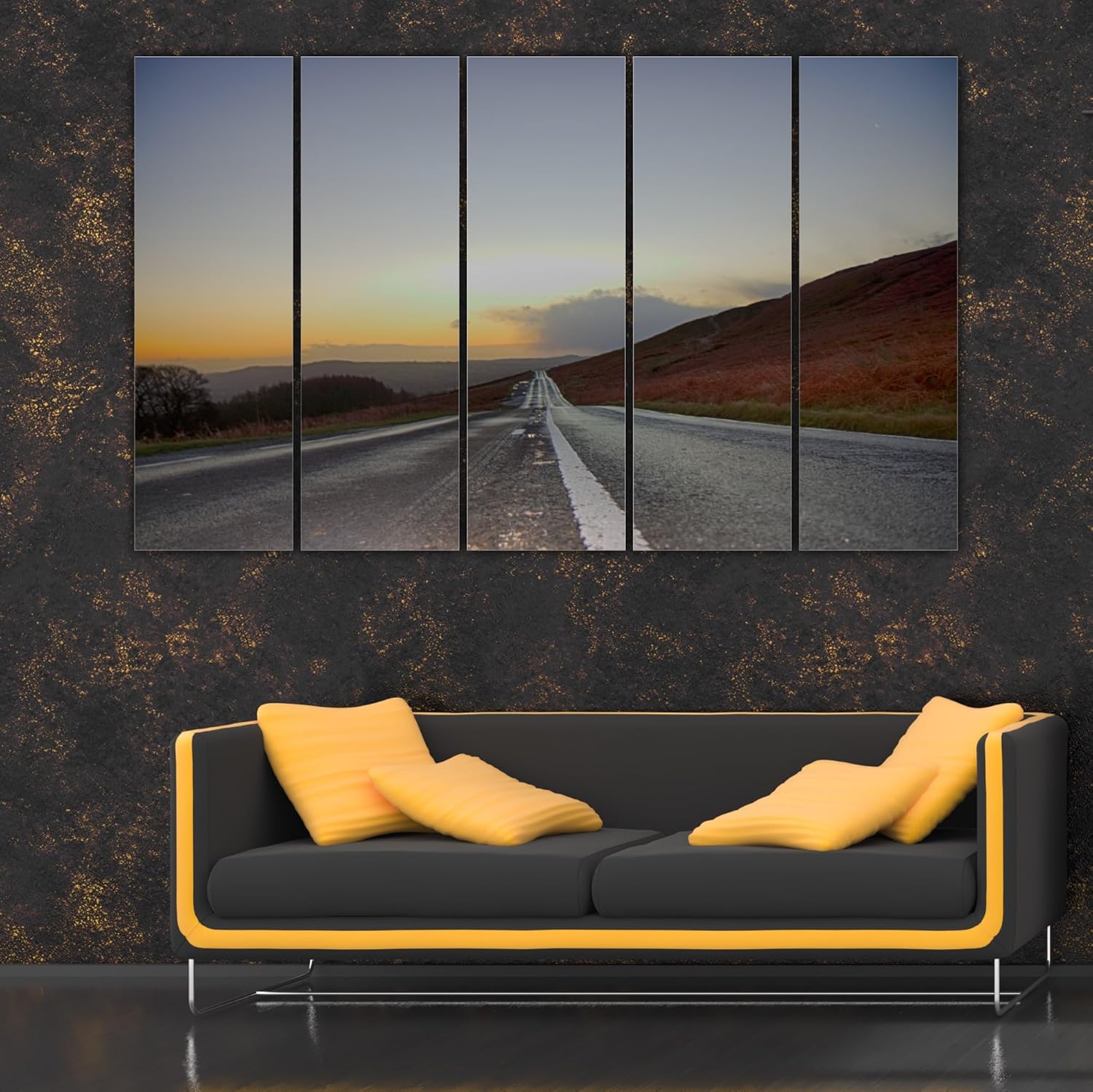 Close-up of the multi-frame road photography on MDF from the Highway to Wall-slay Photography Framed Wall Art