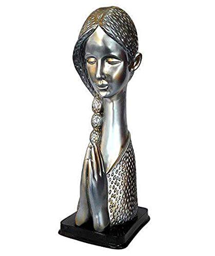 Antique Silver Welcome Lady Showpiece for Home Showcase