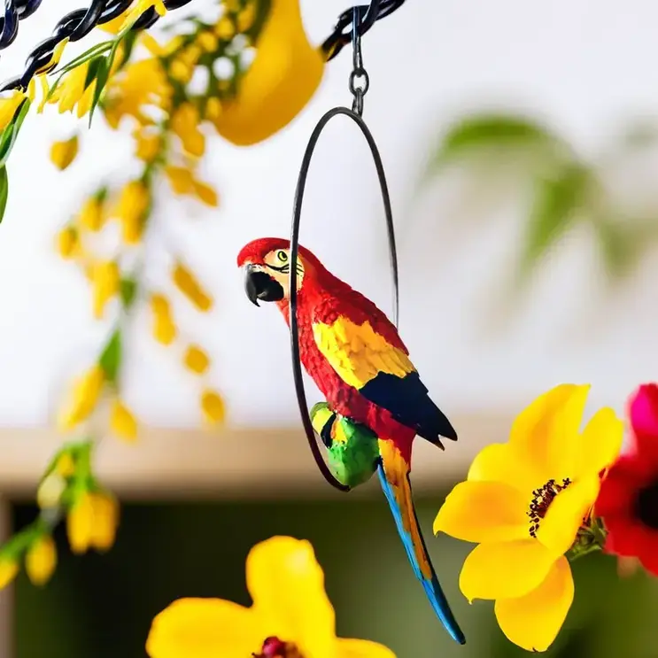 Hanging Parrot on Ring Handmade Unique Showpiece for Vastu