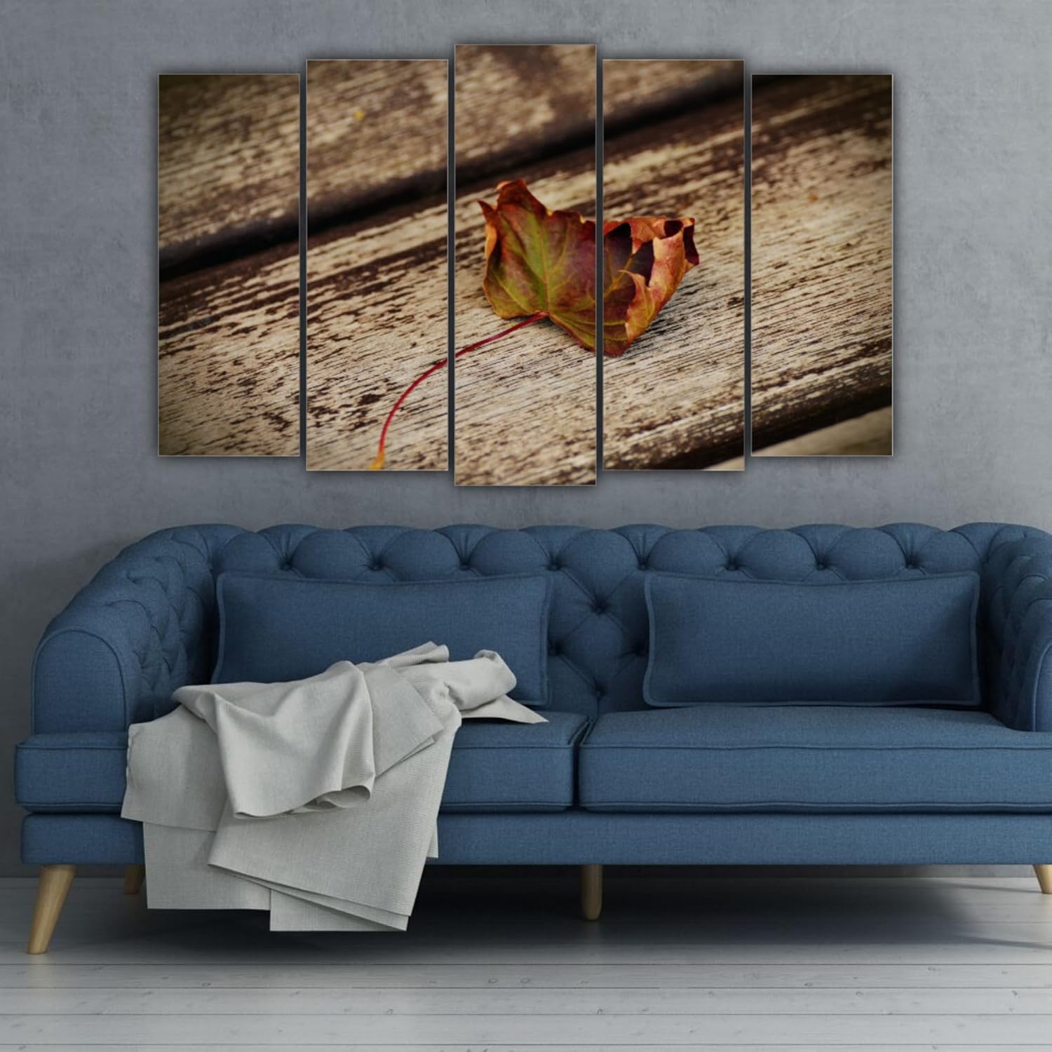 Close-up of Leaf-tastic Multi-Frame Framed Leaf Photography Wall Art That'll Leaf Your Guests in Awe (150x76cm) showing intricate leaf details