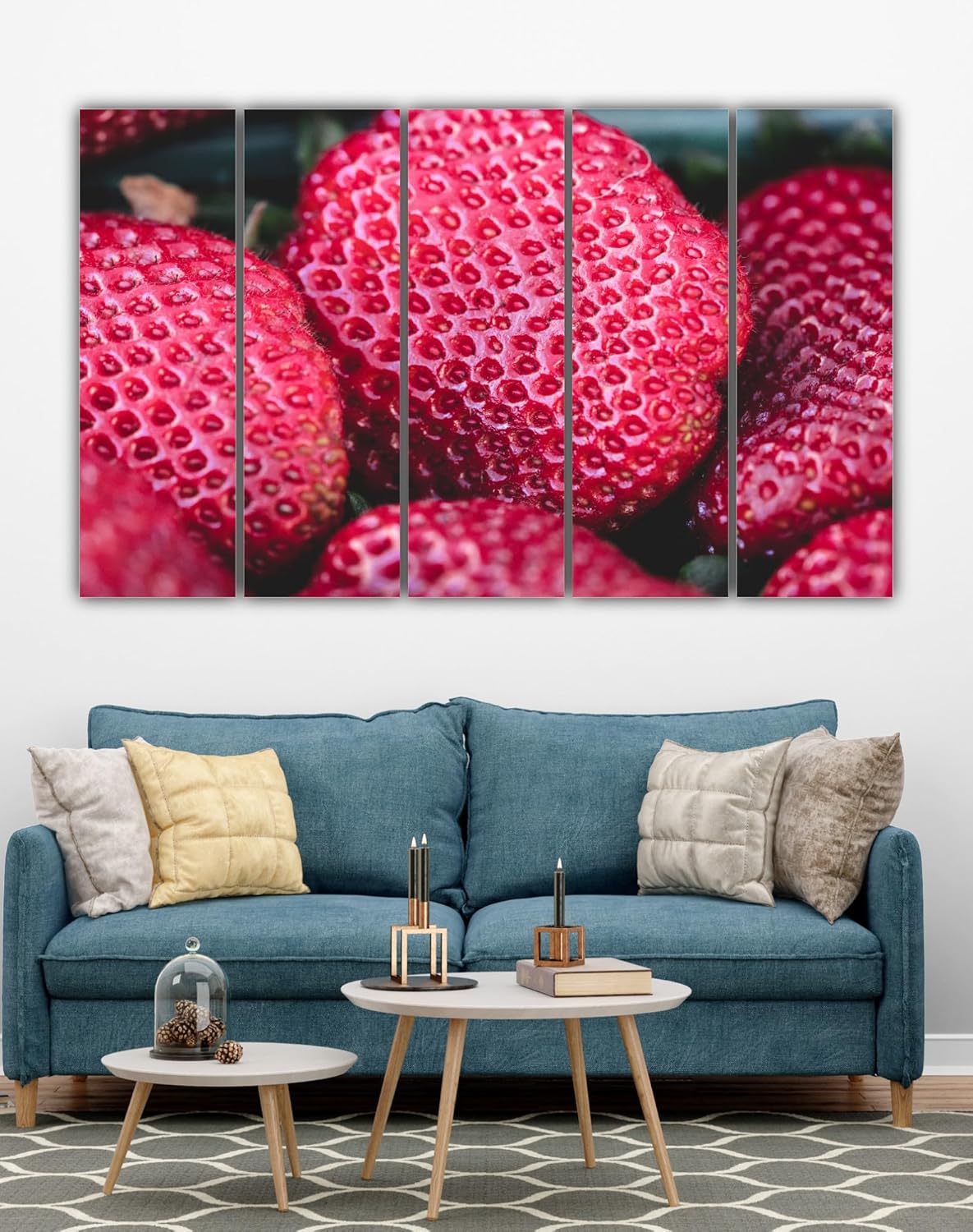 Close-up of the splash-resistant frames in Strawberry-tastic Multi-Frame Wall Art
