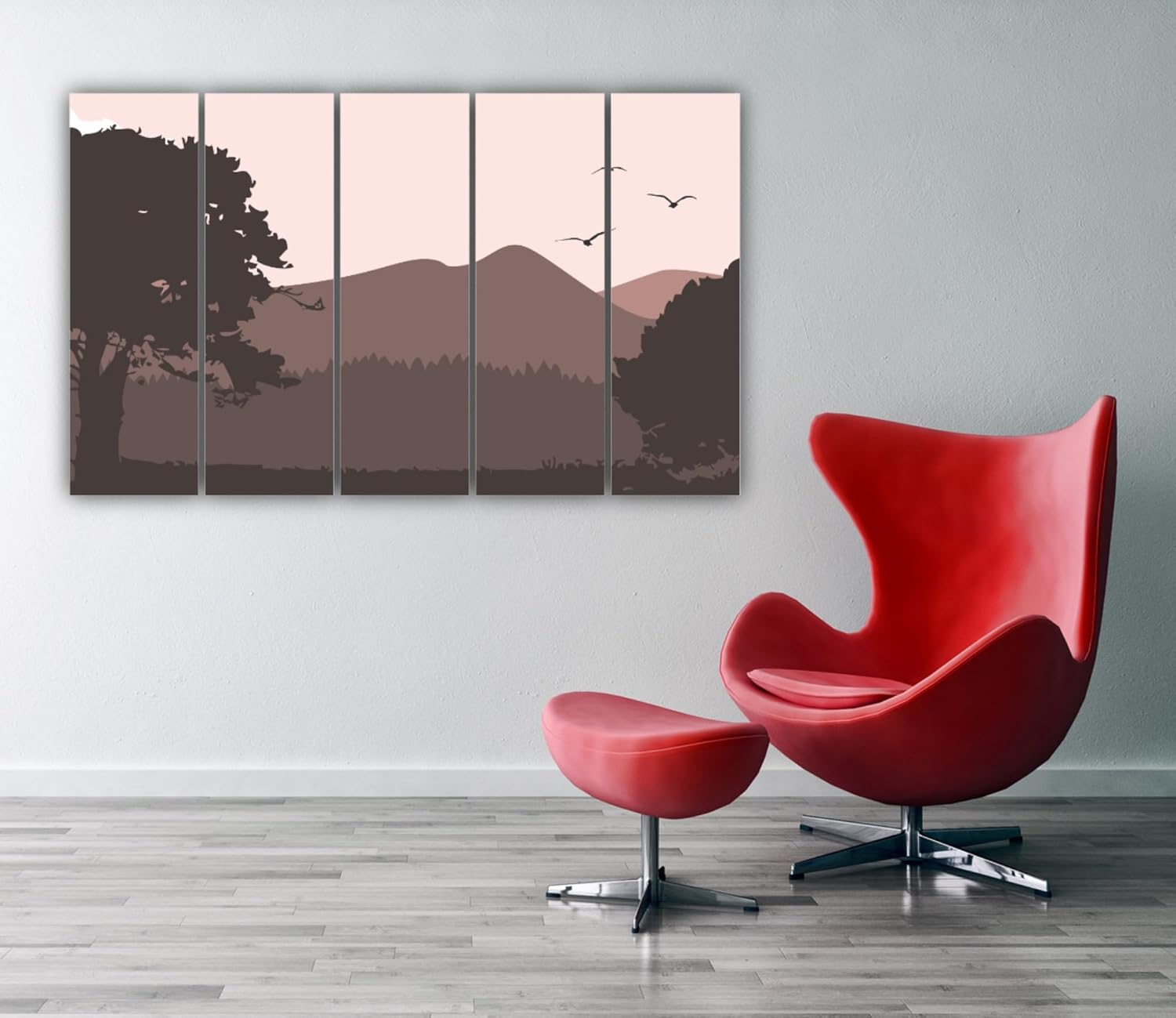 Close-up of Scenic Symphony Wall Art on wooden MDF with matte lamination details