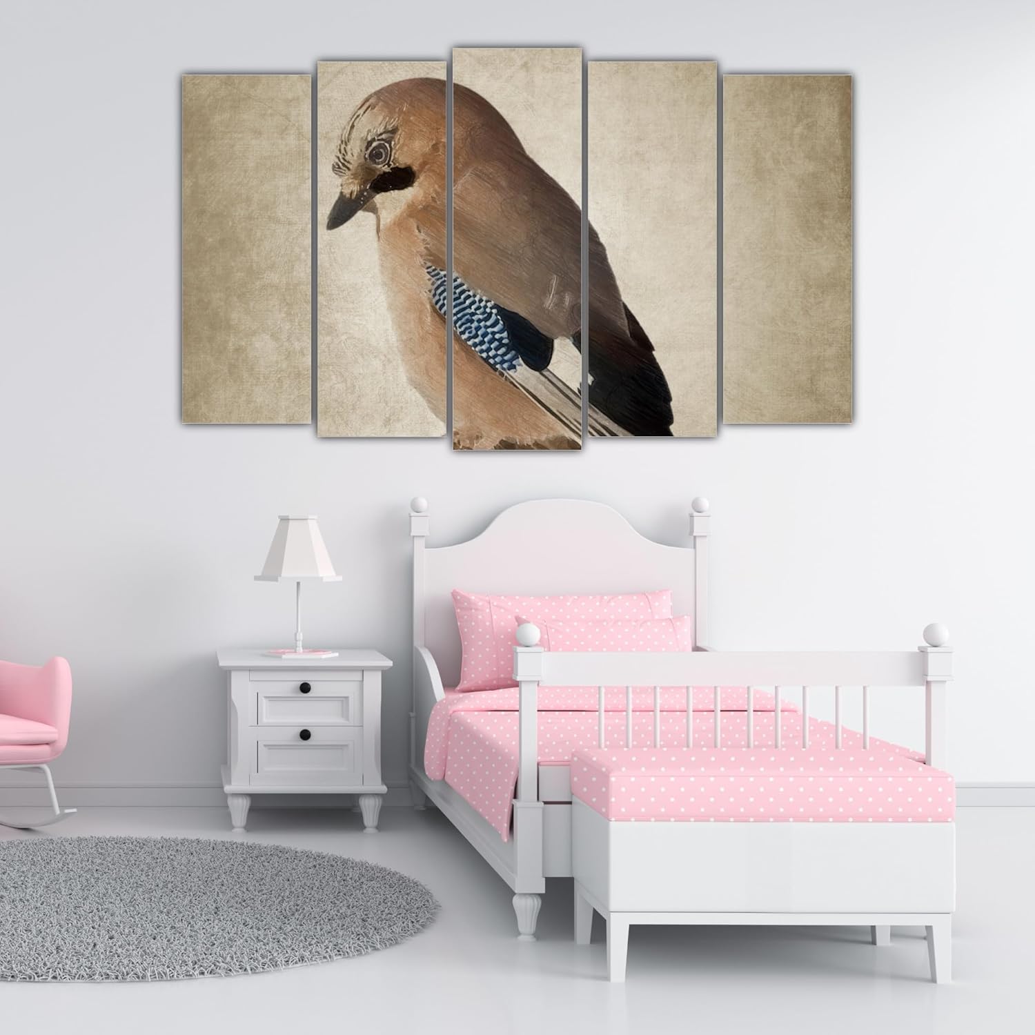 Close-up of colorful bird silhouettes in the Bird-tastic Wall Art panels