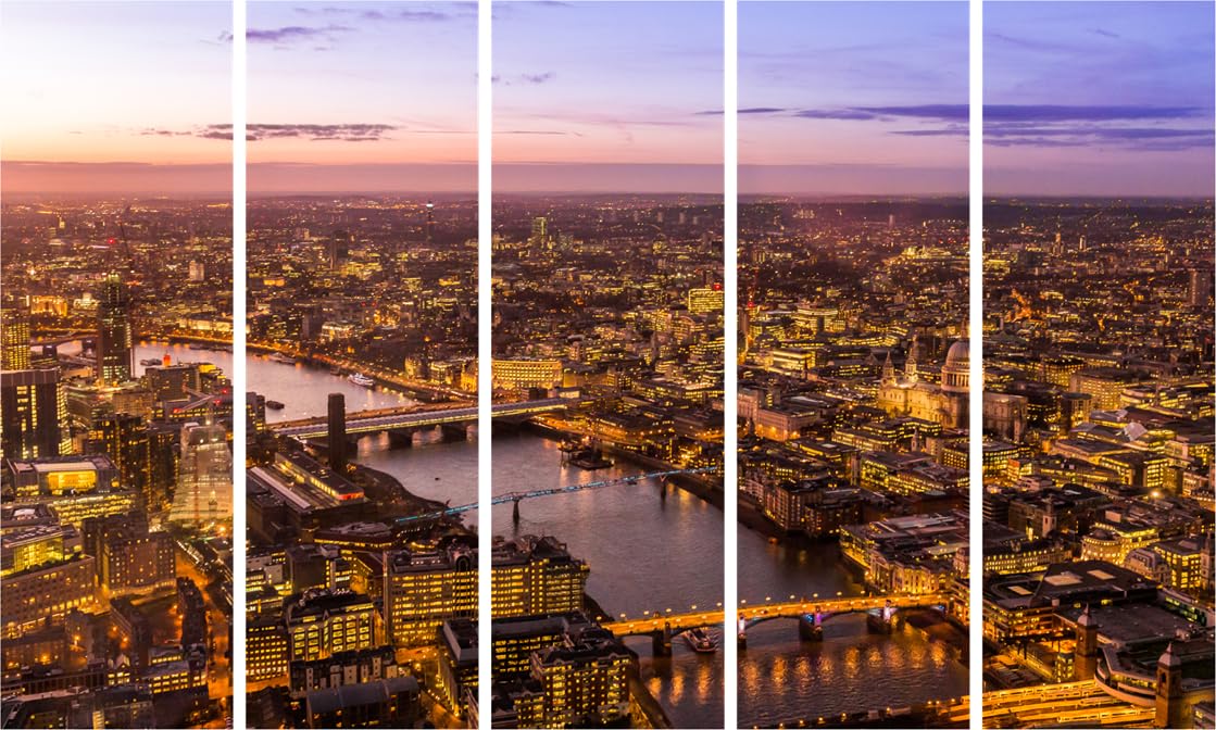 Cityscape Soiree: 5-Panel Framed Photography Wall Art Thatll Steal The Show (127x76cm)