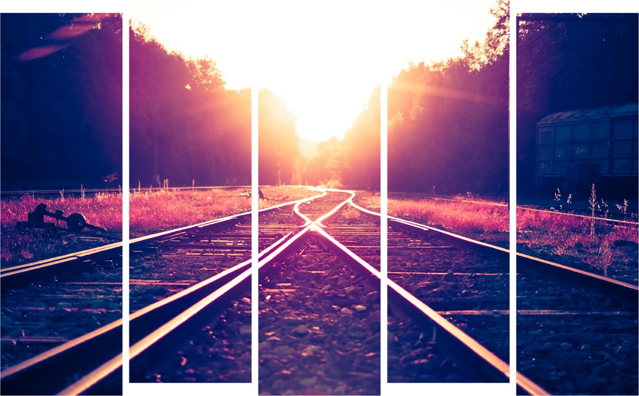 Sunset Express: Framed Railway Track Wall Art That Keeps Your Vibes on Track