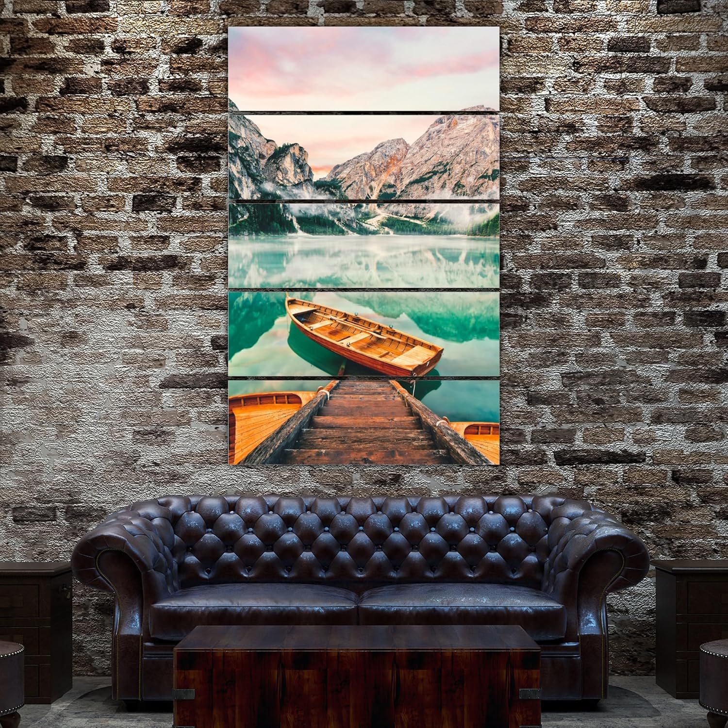 Close-up of splash-proof wooden MDF frames in Nature's Five-Fold Fiesta Wall Art.
