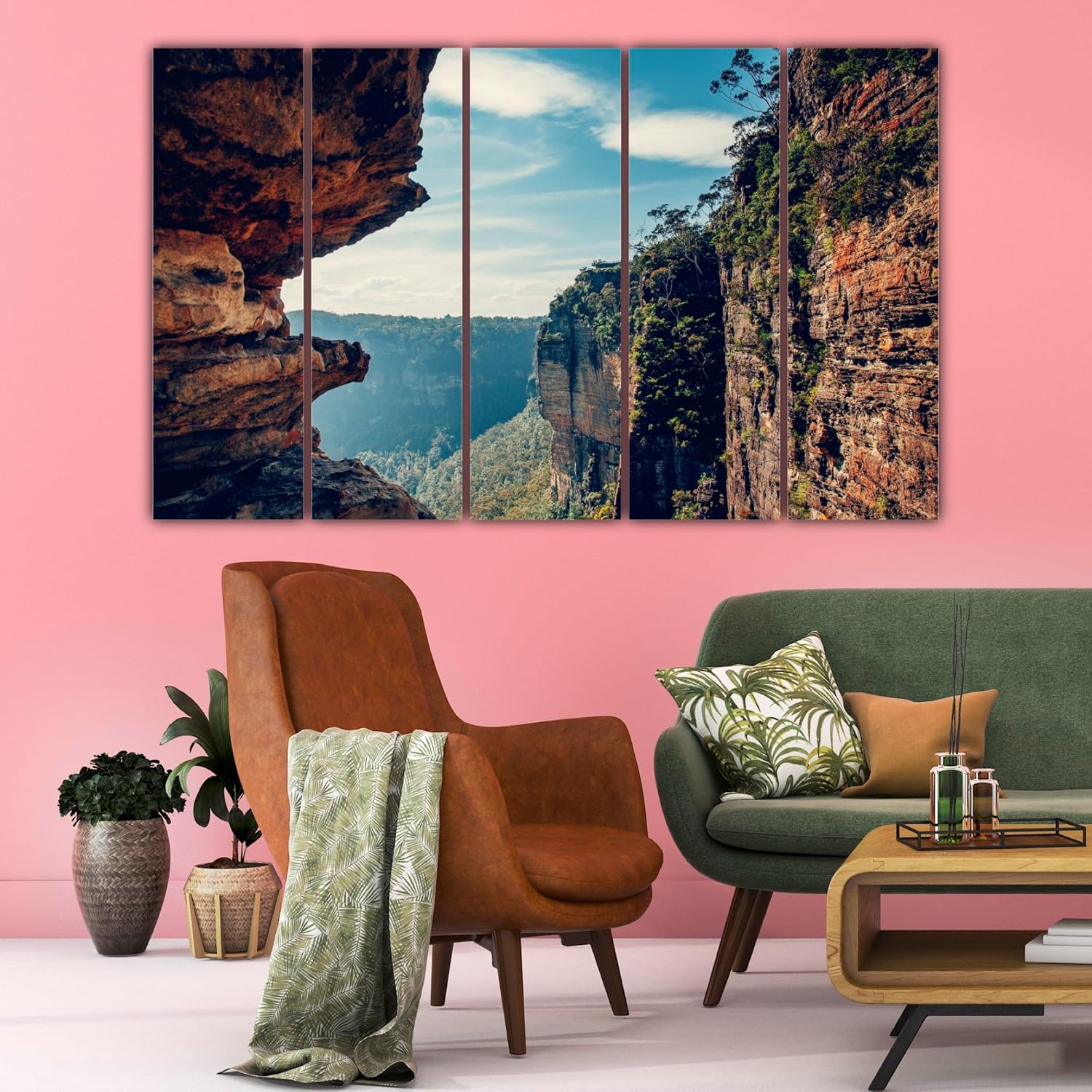 Close-up of Peak-a-licious Multi-Frame Mountain View Framed Wall Art showing vibrant mountain peaks.