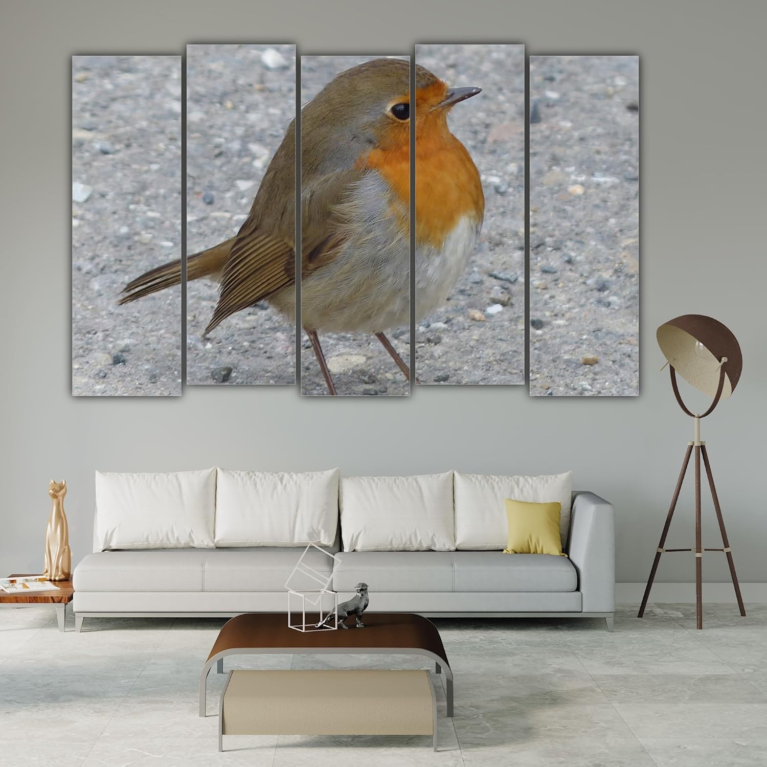 Detailed view of Chirpy Chic: Framed Bird Bonanza Wall Art showing colored bird illustrations.