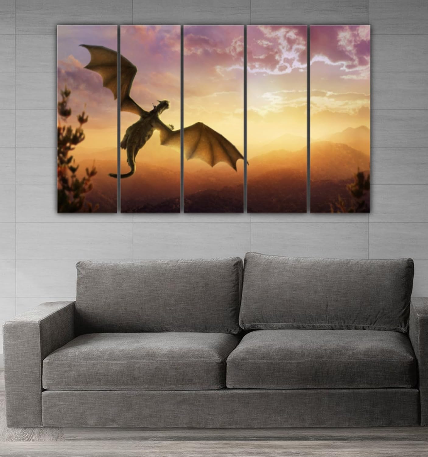 Close-up of vibrant dragon scales on the framed Wall Art panels