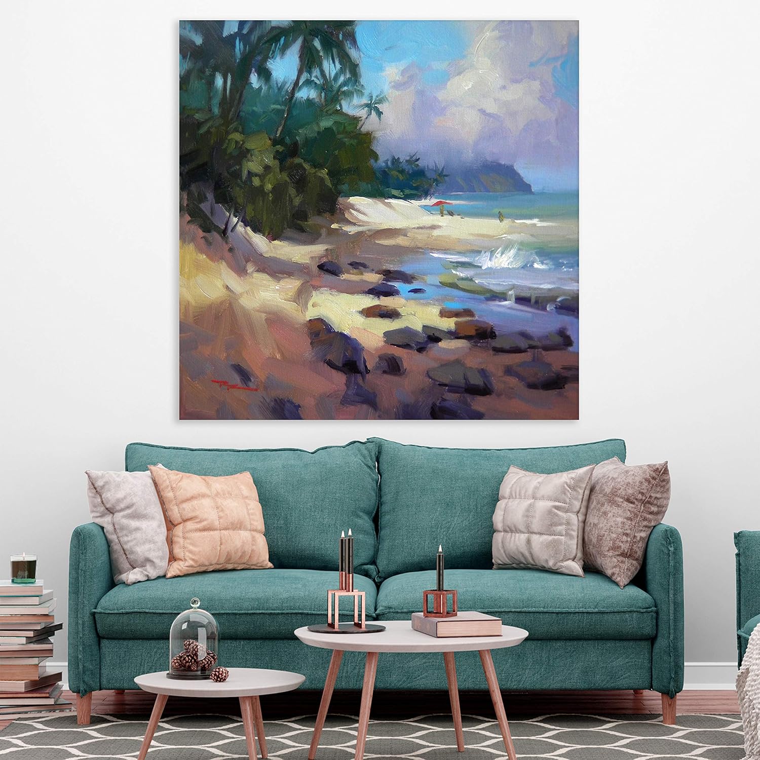 Escape to Aspen: A Secluded Spot Unframed Wall Art displayed on a cozy living room wall