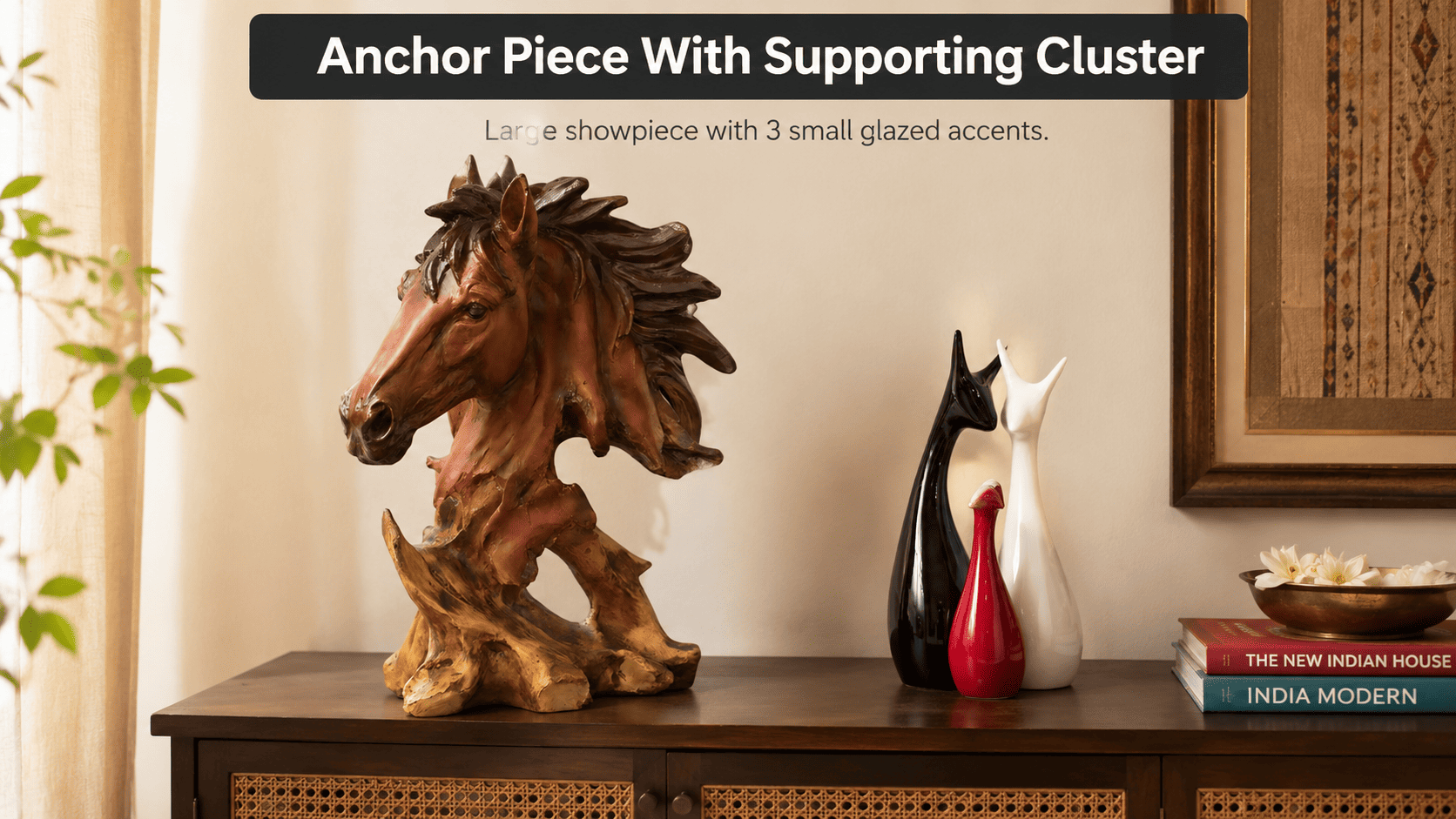 cluster of small decorative pieces beside a large showpiece