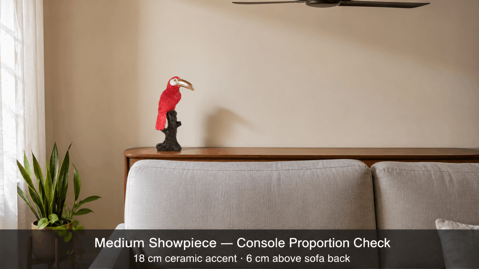 What Size Decorative Objects Look Proportionate on a 3-Seater Sofa Console