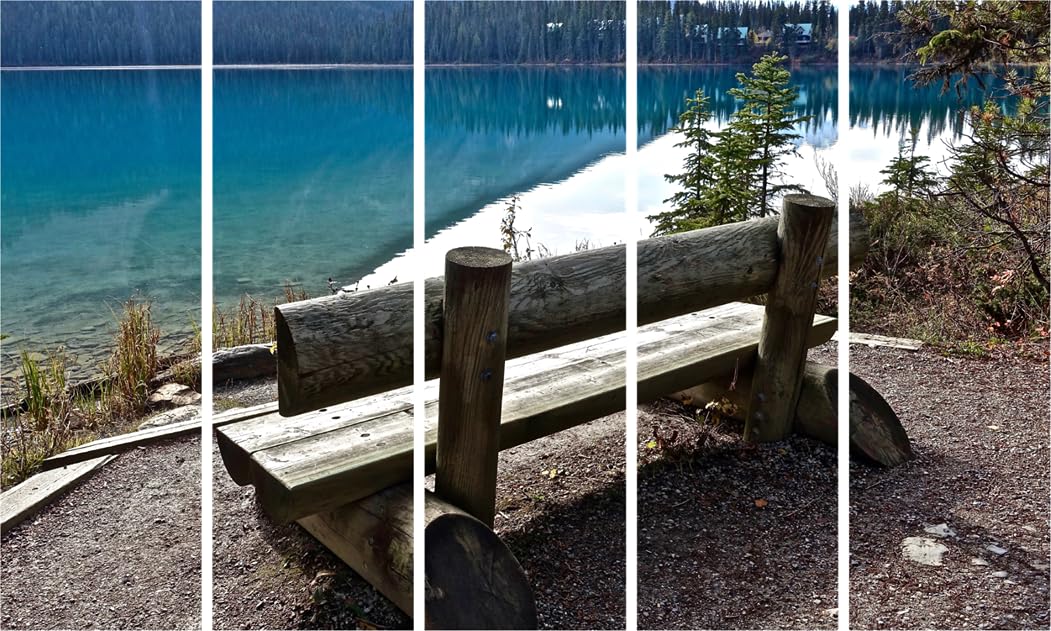 Make Waves: 5-Panel Lake Photography Framed Wall Art for Splashy Style (127x76cm)