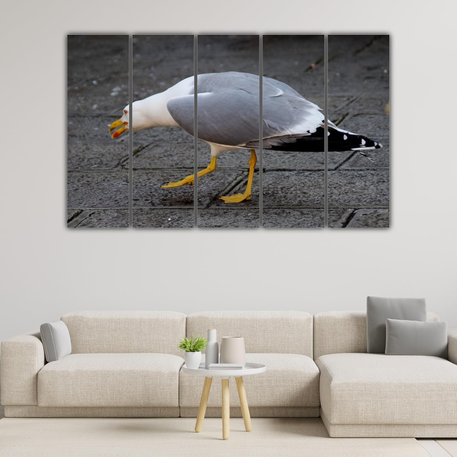 Close-up of the chirpy bird designs on the multi-frame premium framed Wall Art that adds color and charm to any room.