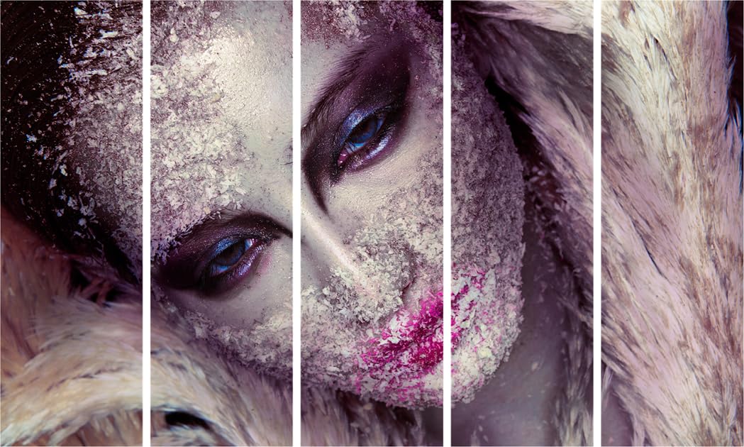 Makeup Muse multiframe Wall Art showcasing a framed woman portrait hung on a living room wall.