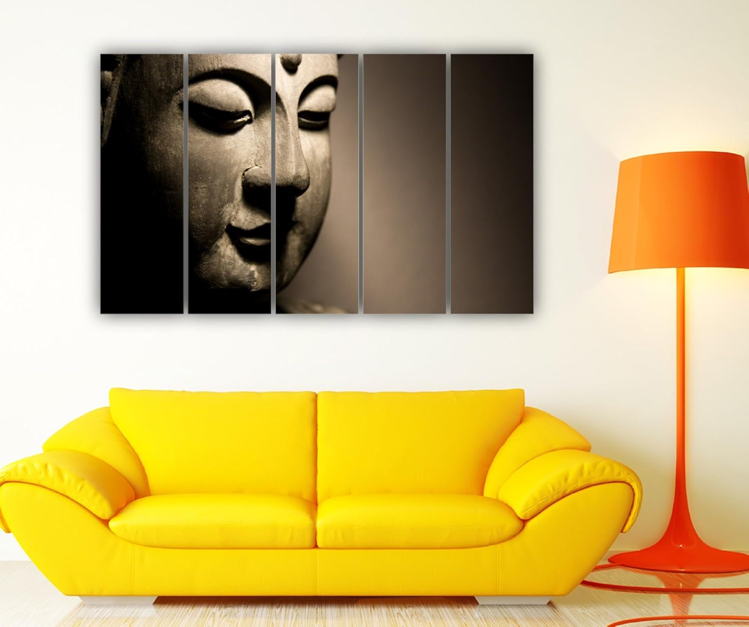 Close-up of Buddha Bliss multi-frame Wall Art showing vibrant multicolor print on 6mm MDF frames