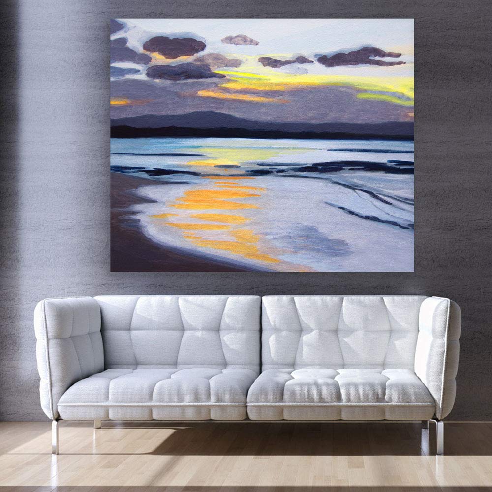 Evening Calm: 91x76cm Unframed Nature Wall Art showing a peaceful sunset drifting over calm waters.
