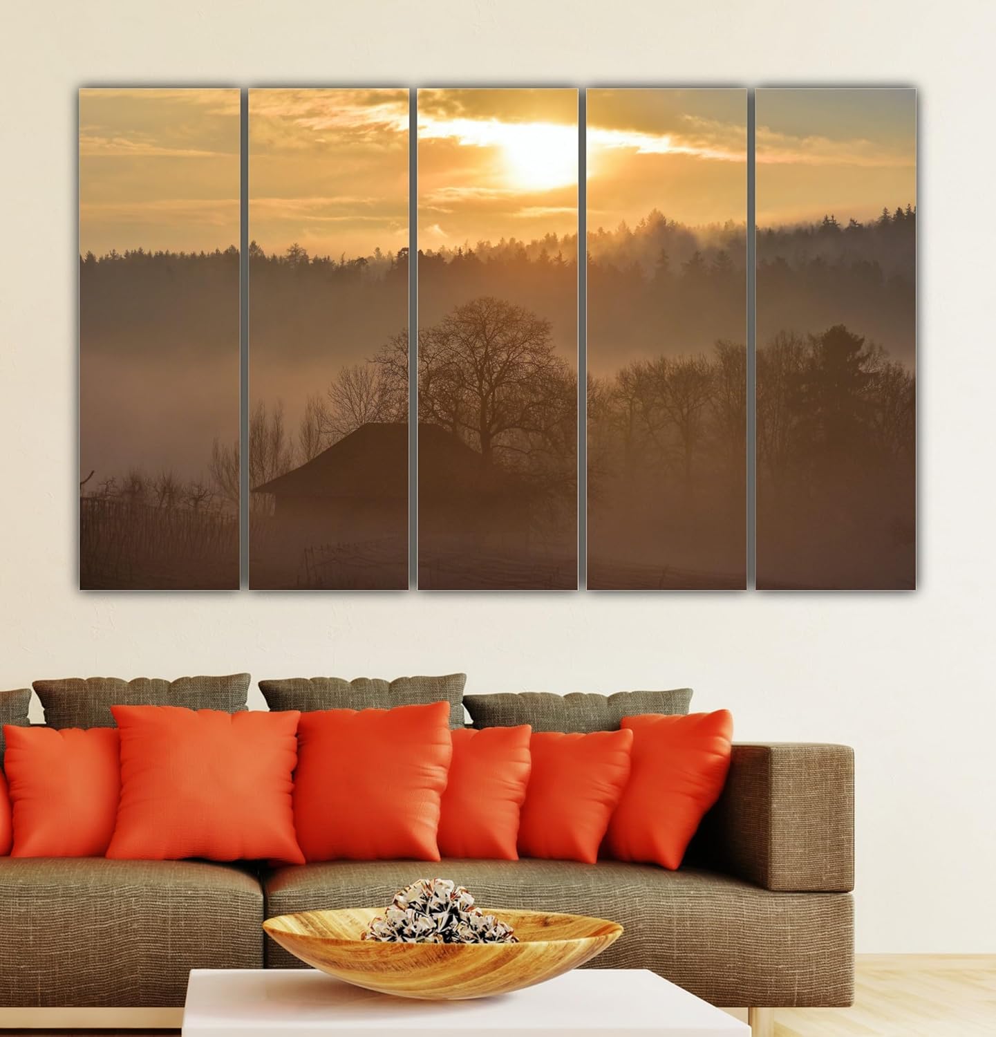 Close-up of the vivid colors in the photography-inspired framed multi-panel Wall Art panels with detailed canvas texture.