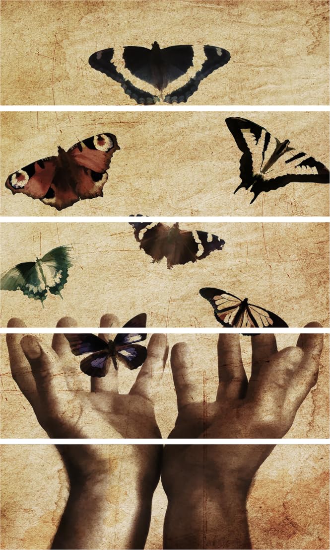 Butterfly-tiful Multi-Panel Abstract Wall Art That'll Make Your Walls Flutter with Joy - Framed & Fabulous (150x76cm)