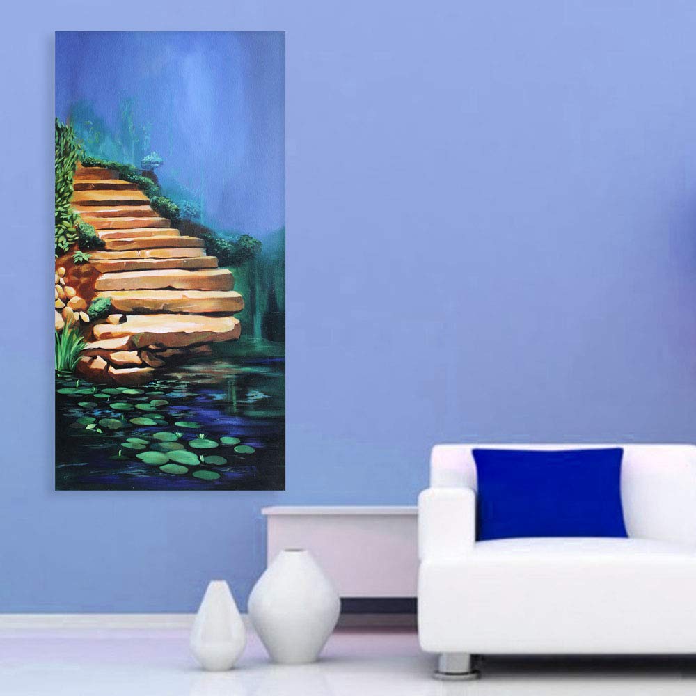 Skys the Limit: The Stairway to Heaven Canvas Thatll Elevate Your Decor - Framed Nature Wall Art (85x40.5cm)
