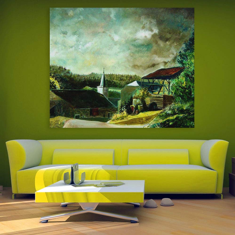 Church-chillery Countryside Unframed Wall Art That'll Give Cozy Vibes (91x76cm)