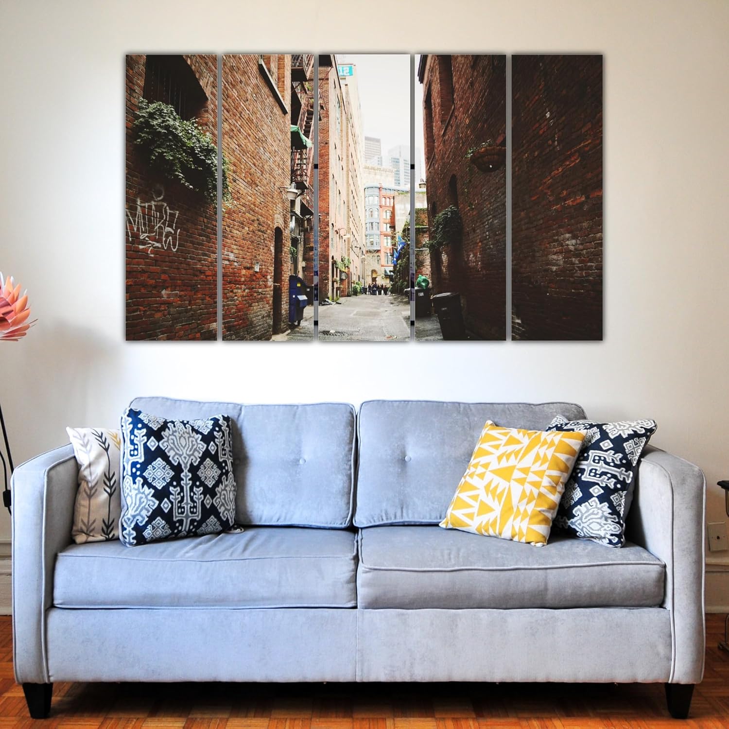 Close-up of splash-proof MDF on City-slickin' 5-Panel Framed Wall Art