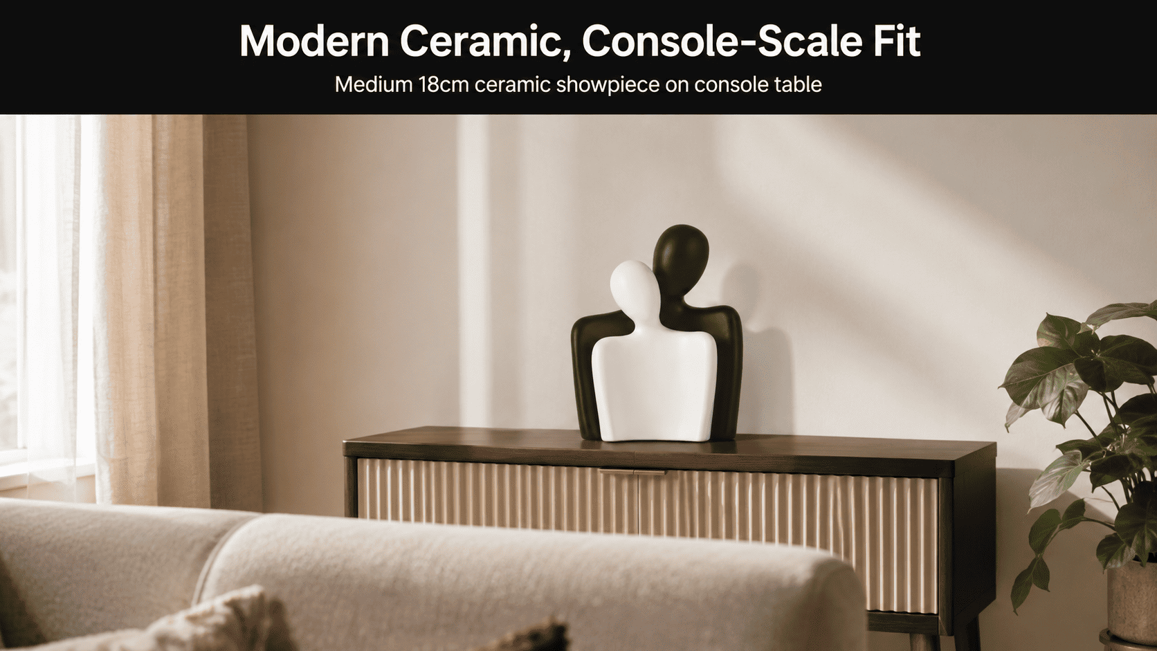 modern ceramic showpiece on console table