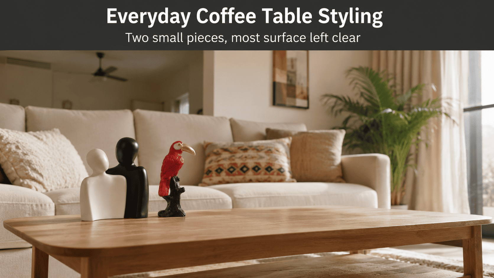 everyday coffee table styling with small decorative pieces