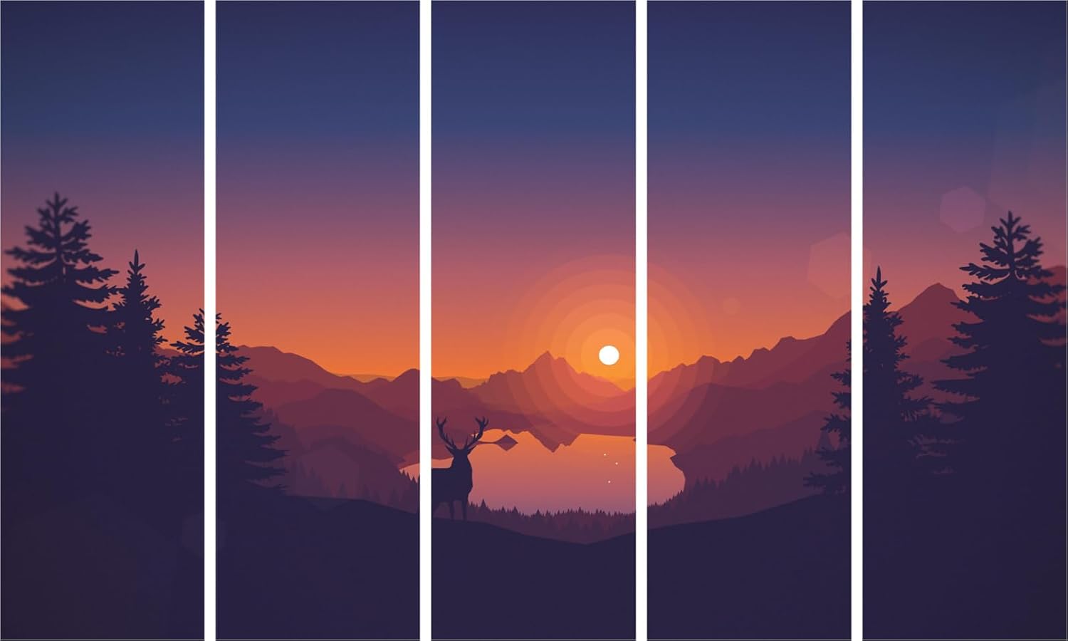 Sunset-tacular Abstract Wall Art That'll Turn Your Room Into a Glow-Up Station - 5-Panel Framed Masterpiece (150x76cm)