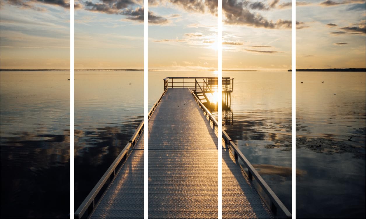 Wave Hello to Wall Bliss: Multi-Frame Sea Photography Framed Wall Art displaying five serene ocean panels