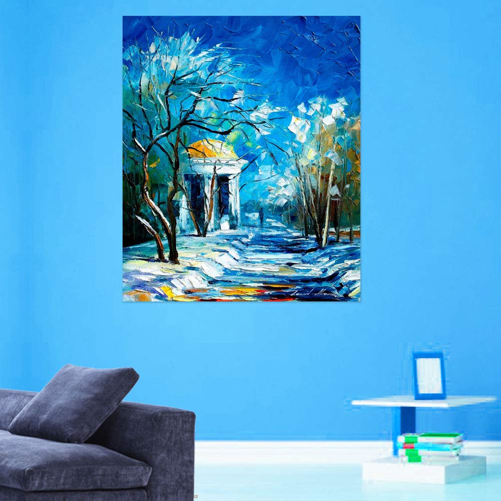 Snowy Evening Canvas That'll Have You Dreaming of Winter Wonderland - a beautiful unframed nature wall art in a serene snowy landscape.