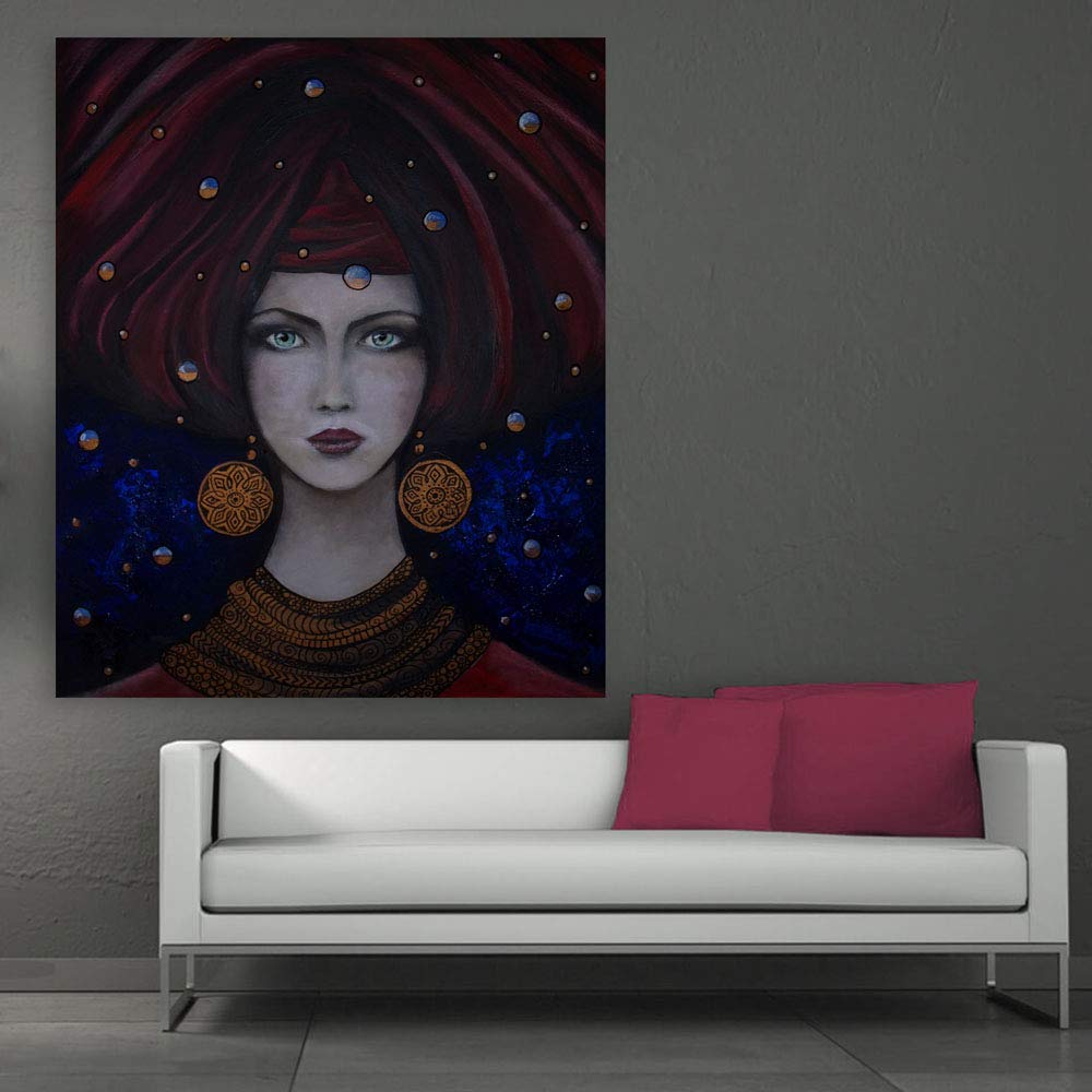 Read My Walls: Unframed Fortune-Telling Woman Wall Art hanging on a living room wall