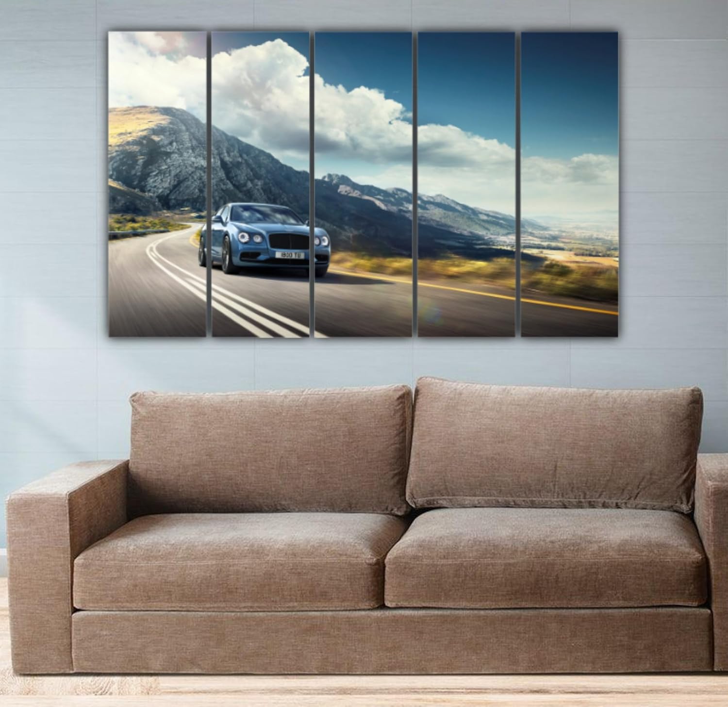 Vroom on the Wall: Framed Transport-Tastic Car Multi-Panel Wall Art displayed above a modern sofa, energizing the room.