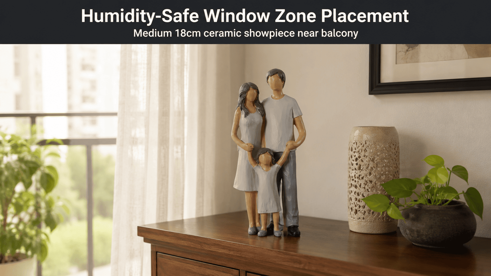 matte ceramic showpiece near a living room window