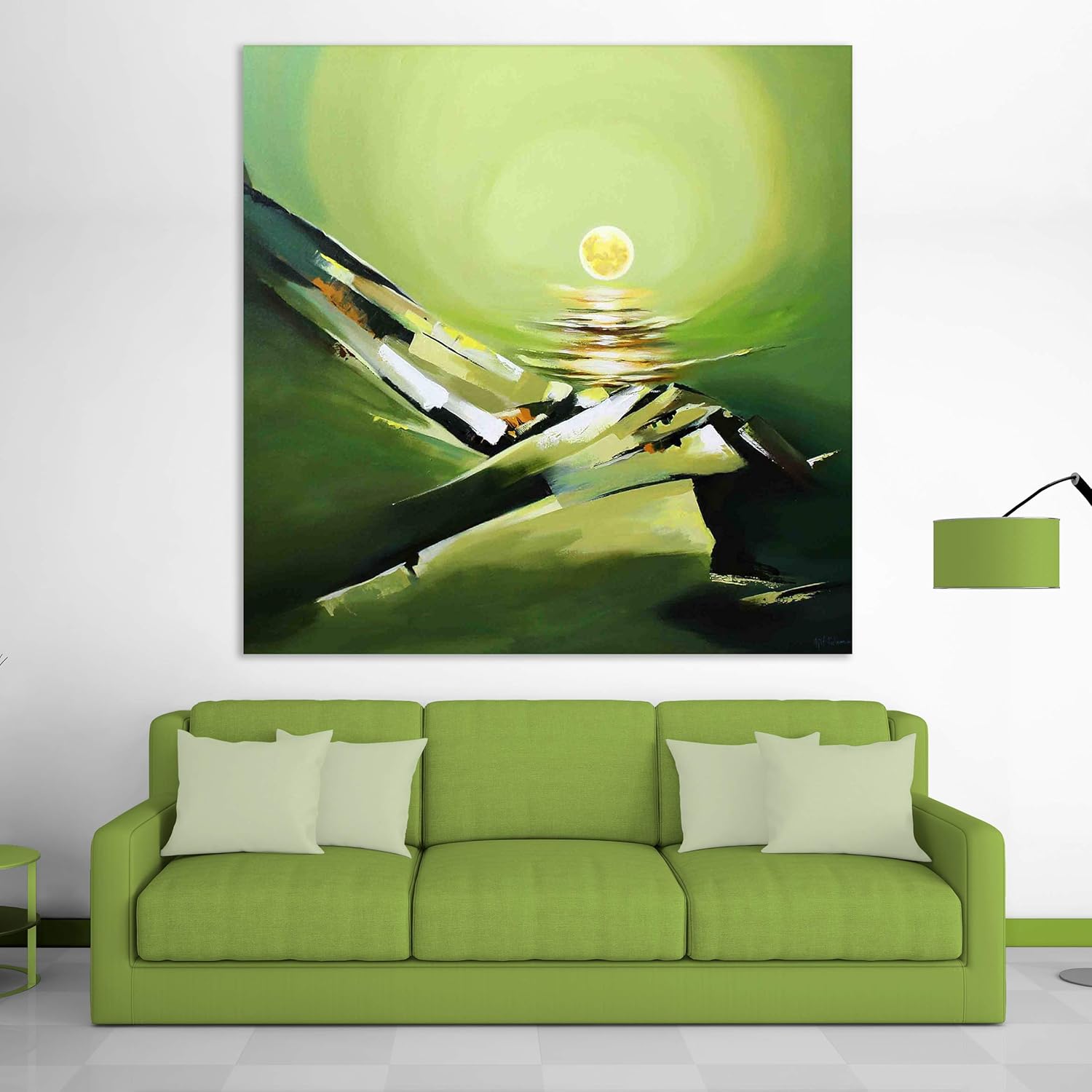 Underwater Moon abstract unframed Wall Art on cotton canvas