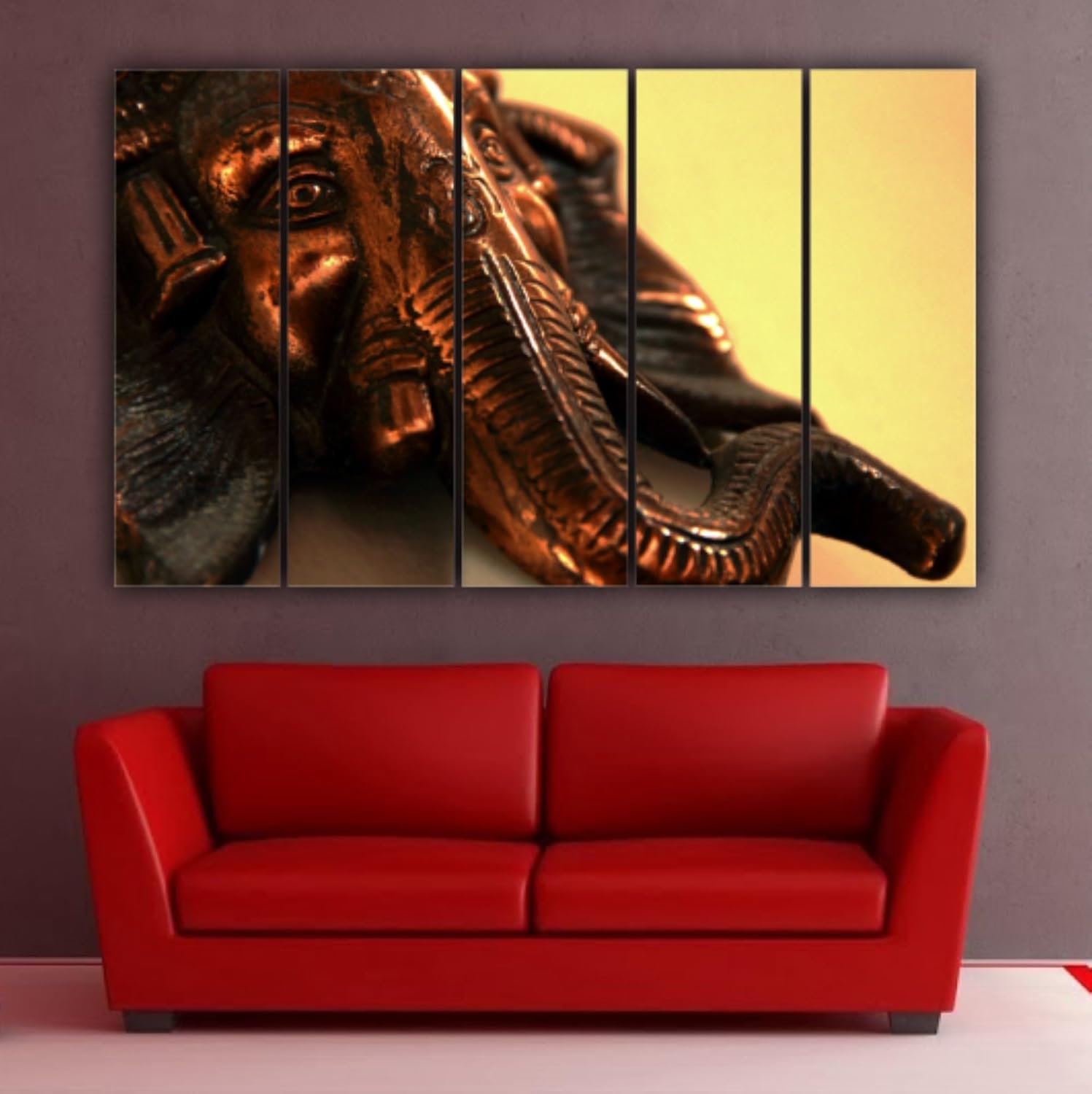 Close-up of the framed Ganesha Wall Art panels highlighting splash-proof digital prints and matte lamination
