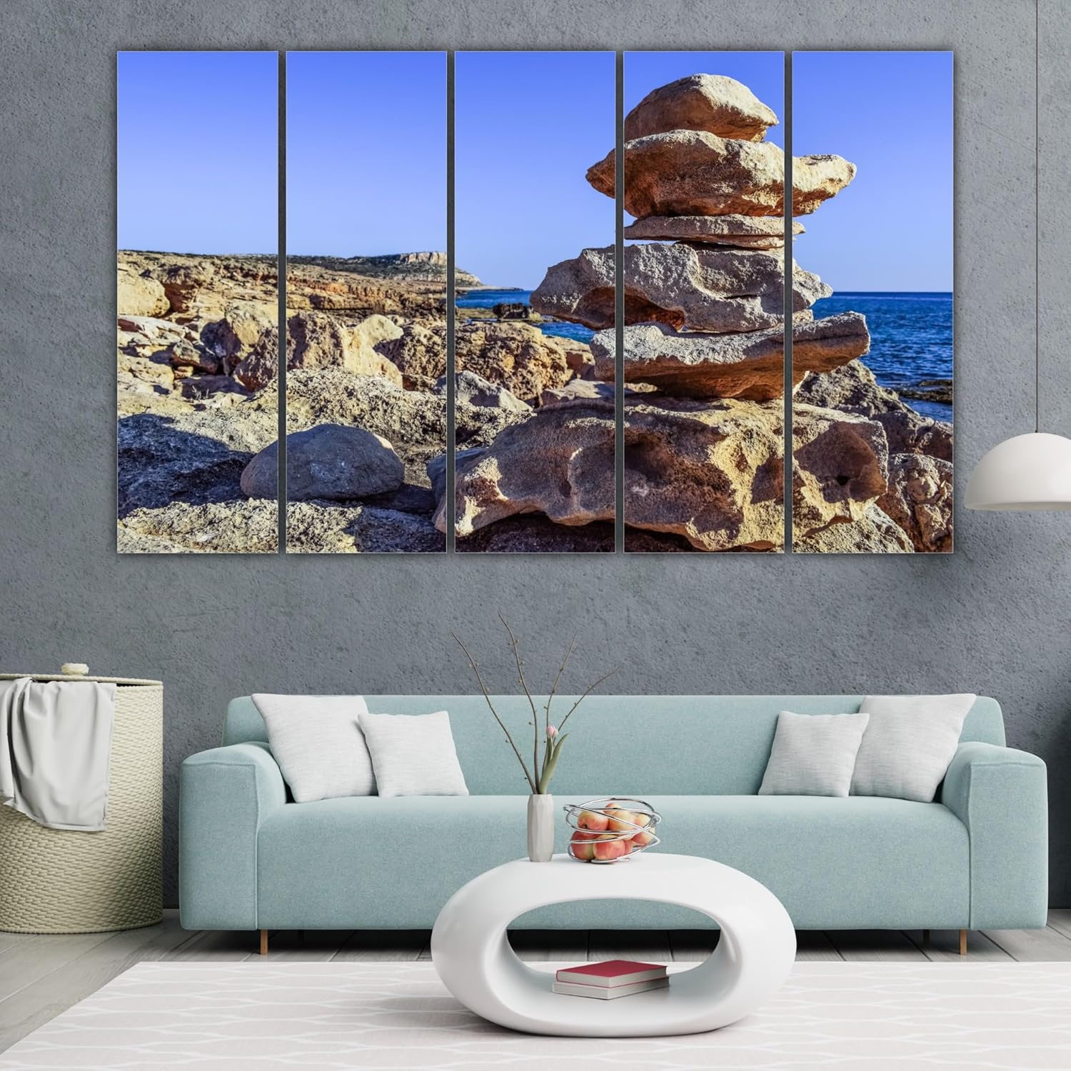 Close-up of the framed wooden MDF edges of the Beach Bliss-tastic Multi-Frame Framed Photography Wall Art.