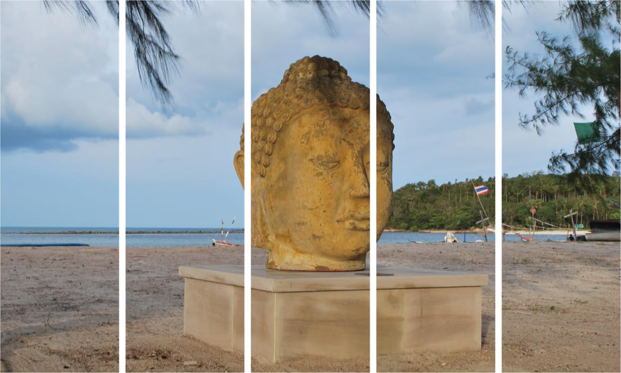 Buddha Bliss: Framed 5-Panel Wall Art That'll Have Stress Saying Goodbye showcasing serene Buddha panels.