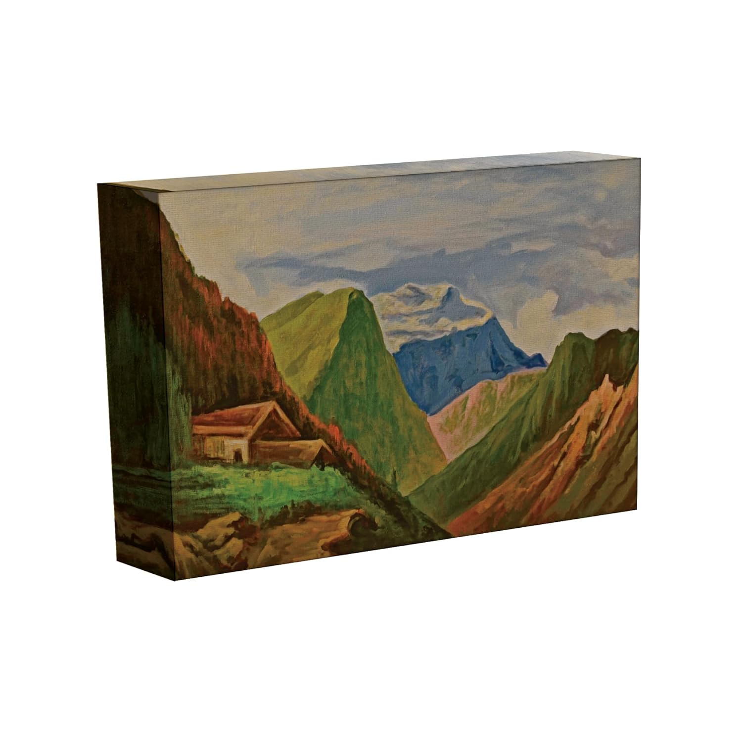 Close-up of the vibrant brush strokes in Landscape-tastic Abstract Framed Wall Art That'll Make Walls Go Wow (85x40.5cm).