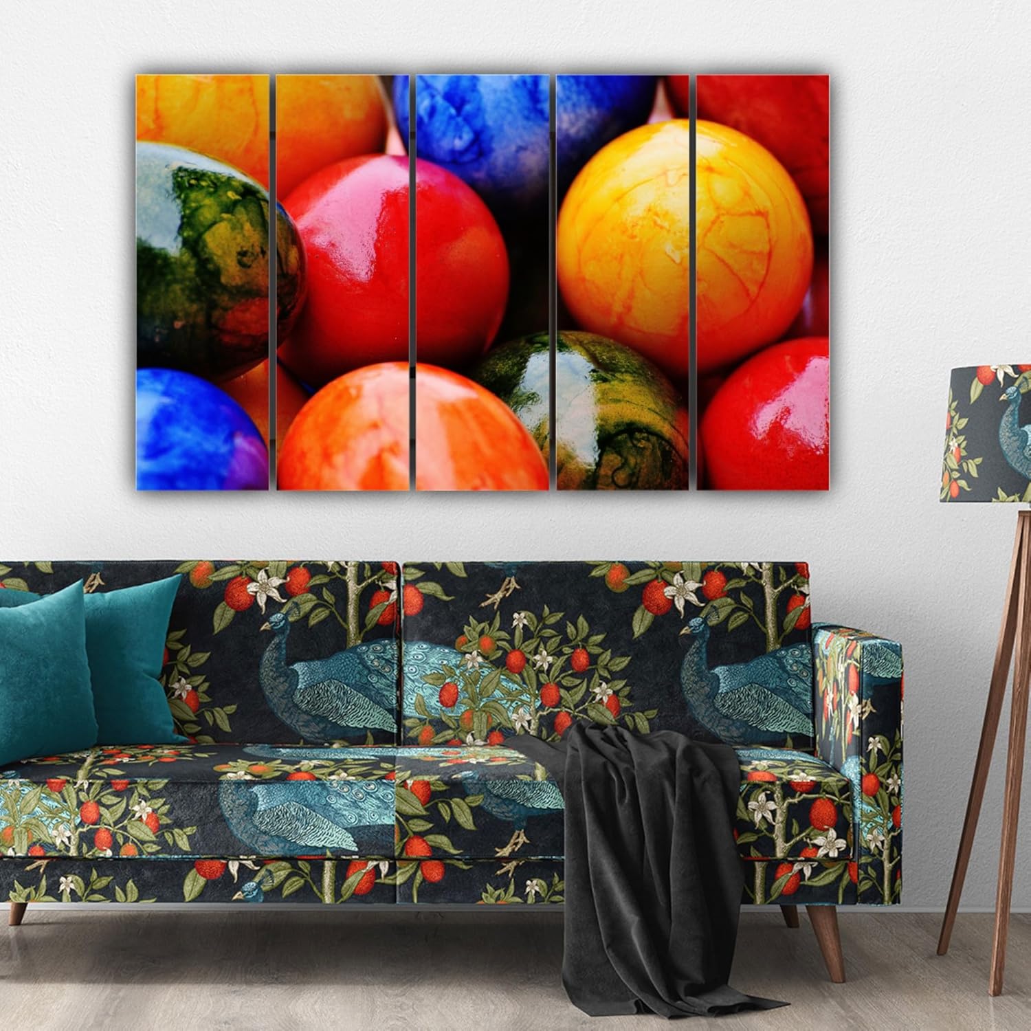 Close-up of the multi-frame Easter egg photography, highlighting the pastel hues and framed wall art detail.